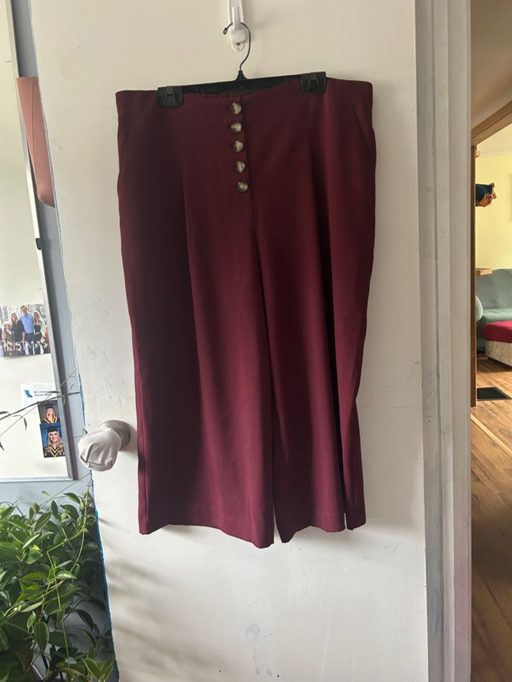 Reitmans Women's Ankle-Cropped Wide Leg Pants in Burgundy